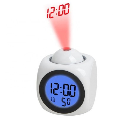 KH-CL012 Kids Bedside Mini Desktop Electronic LCD Digital Laser Projection Talking Time Table Alarm Clock with Time Projector