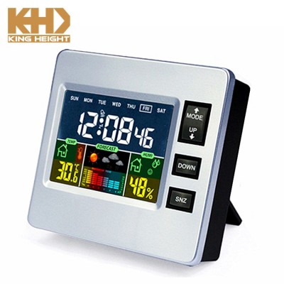 KH-CL005 KING HEIGHT Humidity Temperature Sensor LCD Weather Forecast Digital Table Clock with Weather Station Protect