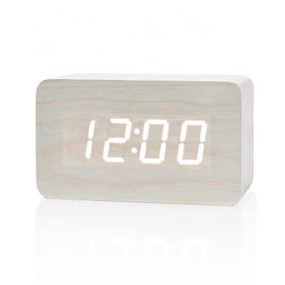 KH-WC002 KING HEIGHT Mini Green Table Handmade Wood Wake Up LED Light Clock