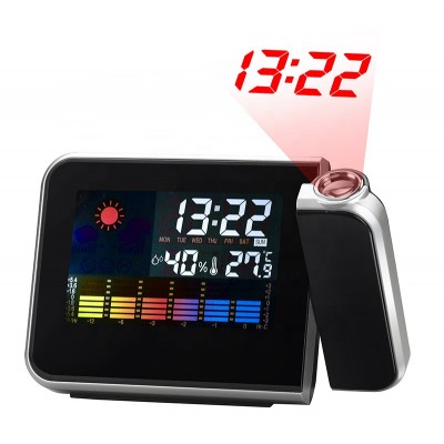 KH-CL002 Colorful LCD Smart Electronic Desktop Table Desk LED Laser Ceiling Digital Projection Alarm Clock with Weather Station