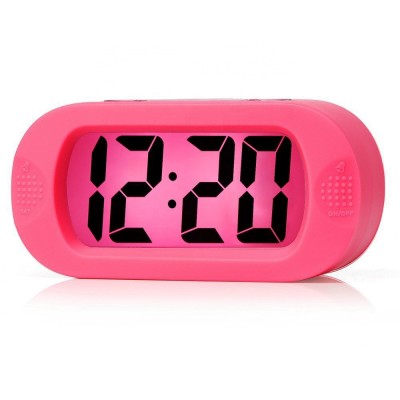 KH-CL010 Safe Kid Cute Table Desk Snooze Electronic Unbreakable Silicon Rubber LCD Digital Alarm Clock with LED Backlight